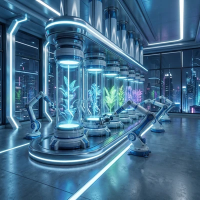 Кибер-лаборатория будущего — AI промт для Nano Banana Pro