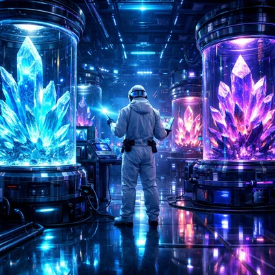 Кибер-лаборатория по выращиванию кристаллов — AI промт для GPT Image 1.5