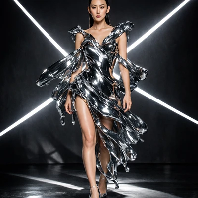 Кибер-модель в стиле «Жидкий металл» — AI промт для GPT Image 1.5