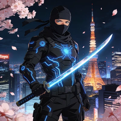 Кибер-Ниндзя в стиле аниме — AI промт для Seedream 4.5