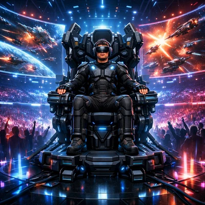 Кибер-спортсмен на турнире 2099 — AI промт для GPT Image 1.5