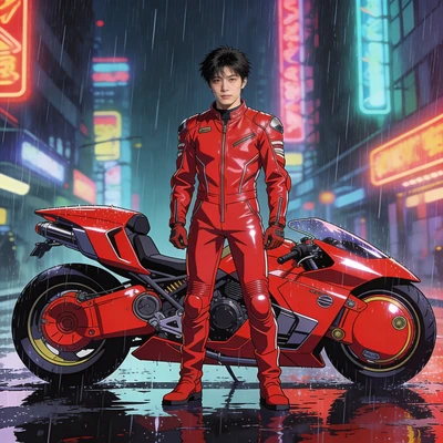 Киберпанк гонщик на мотоцикле — AI промт для Seedream 4.5