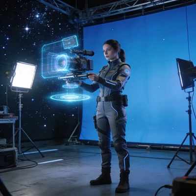 Кинооператор будущего на съемочной площадке — AI промт для Seedream 4.5