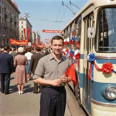 Классика 60-х: Майская демонстрация — AI промт для Nano Banana Pro