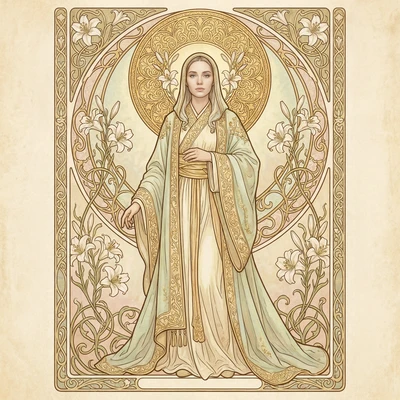 Королева цветов в стиле «Ар-нуво» — AI промт для Nano Banana Pro