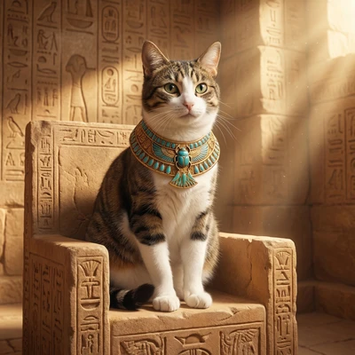 Кошка-фараон в золотых украшениях — AI промт для Nano Banana Pro
