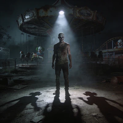 Кошмар в заброшенном парке аттракционов — AI промт для Seedream 4.5