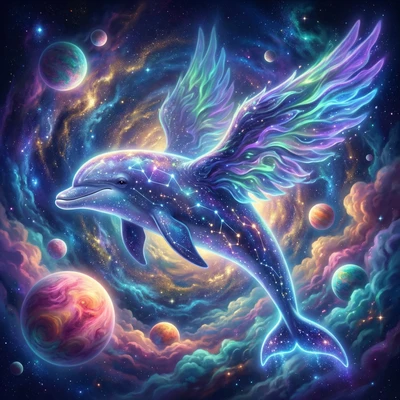 Космический дельфин в туманности — AI промт для Nano Banana Pro
