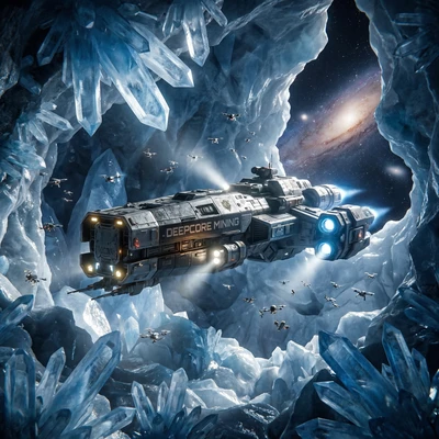 Космический корабль внутри астероида — AI промт для Nano Banana Pro