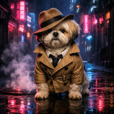 Кот-детектив в стиле Кибер-Нуар — AI промт для GPT Image 1.5