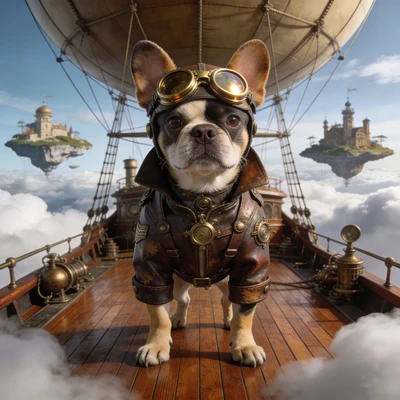 Кот — капитан дирижабля — AI промт для Seedream 4.5