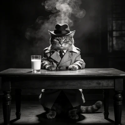 Кот-суперзлодей в стиле Нуар — AI промт для Seedream 4.5