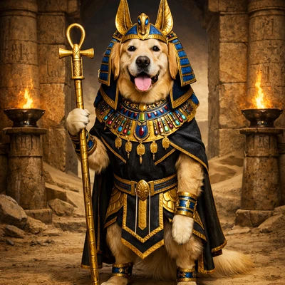 Кот в роли египетского бога Анубиса — AI промт для GPT Image 1.5