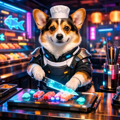 Кот в стиле кибер-повара — AI промт для GPT Image 1.5