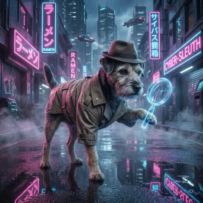 Кот в стиле киберпанк-детектива — AI промт для Nano Banana Pro