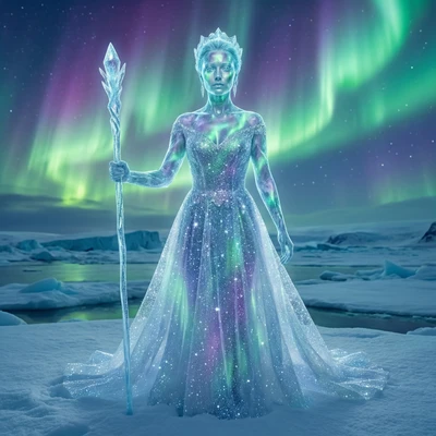 Ледяной дух северного сияния — AI промт для Nano Banana Pro