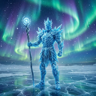 Ледяной Страж Северного Сияния — AI промт для Nano Banana Pro