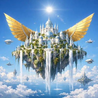 Летающий замок в стиле Солерапанк — AI промт для GPT Image 1.5