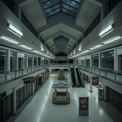 Лиминальное пространство: Вечный торговый центр — AI промт для Nano Banana Pro