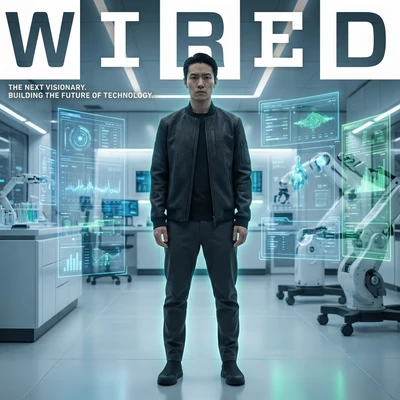 Лицо обложки журнала Wired: Техно-Гений — AI промт для Nano Banana Pro