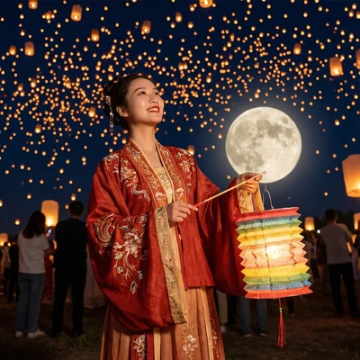 Лунный фестиваль фонариков — AI промт для Nano Banana Pro