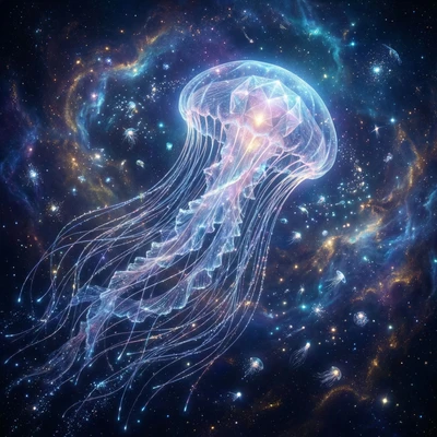 Люминесцентная медуза-хранитель — AI промт для Nano Banana Pro
