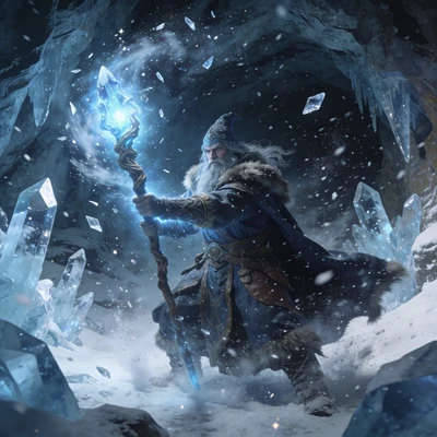 Маг ледяных кристаллов — AI промт для Seedream 4.5