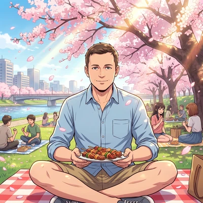 Майский пикник в аниме-стиле — AI промт для Nano Banana Pro