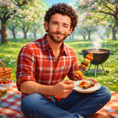 Майский пикник в мультяшном стиле — AI промт для GPT Image 1.5