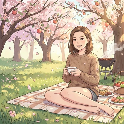 Майский пикник в стиле аниме — AI промт для Nano Banana Pro