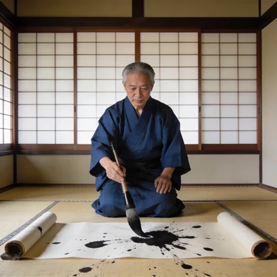 Мастер каллиграфии эпохи Эдо — AI промт для Seedream 4.5