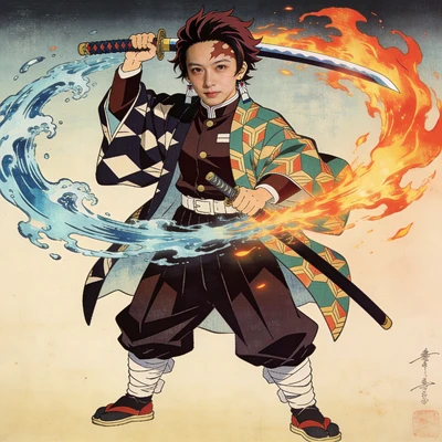 Мастер меча в стиле аниме «Клинок рассекающий демонов» — AI промт для Seedream 4.5