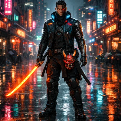 Мастер меча в стиле Cyberpunk 2077 — AI промт для GPT Image 1.5