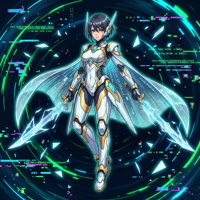 Мастер меча в стиле кибер-аниме — AI промт для Nano Banana Pro