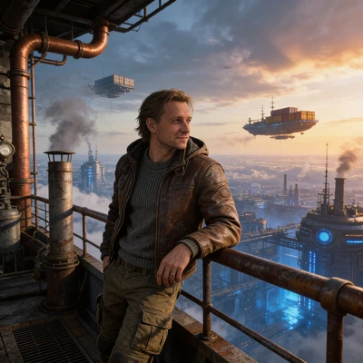 Механик Скай-Сити — AI промт для Seedream 4.5