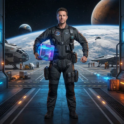 Межгалактический курьер будущего — AI промт для Nano Banana Pro