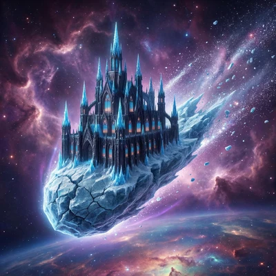 Межгалактический замок на комете — AI промт для Nano Banana Pro