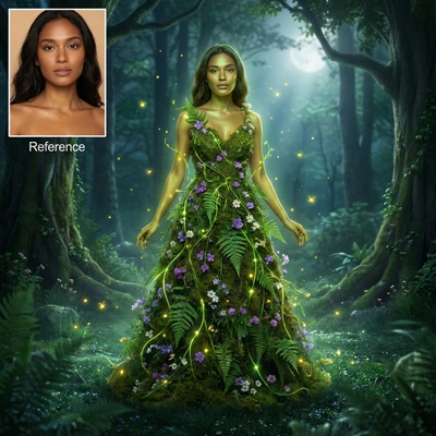 Мифическая лесная нимфа — AI промт для Nano Banana Pro