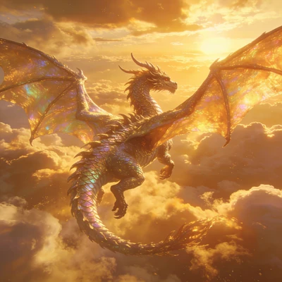 Мифический дракон в облаках — AI промт для Seedream 4.5