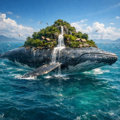 Мифический Кит-Остров — AI промт для GPT Image 1.5