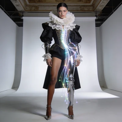 Мода в стиле 'Кибер-Барокко' — AI промт для Seedream 4.5