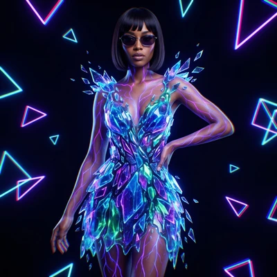 Модель в стиле 'Биолюминесцентный Глитч' — AI промт для Nano Banana Pro