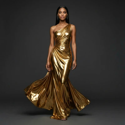 Модель в стиле 'Жидкое золото' — AI промт для Nano Banana Pro