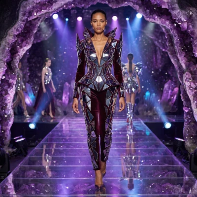 Модный Показ в Кристальной Пещере — AI промт для Nano Banana Pro