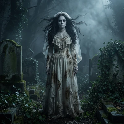 Мрачная невеста-призрак — AI промт для Nano Banana Pro