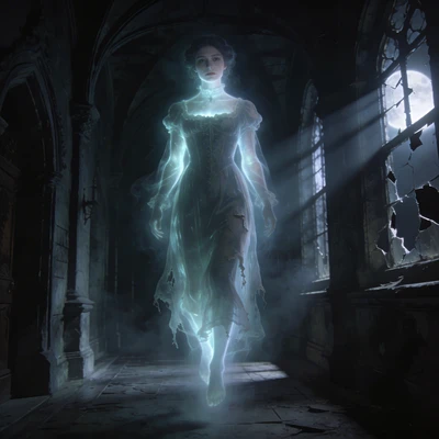 Мрачный призрак в замке — AI промт для Seedream 4.5