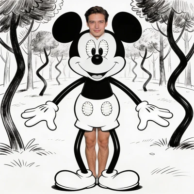 Мультяшный герой в стиле Rubber Hose — AI промт для Seedream 4.5