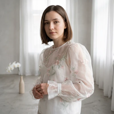 Муза в белой органзе — AI промт для Nano Banana Pro