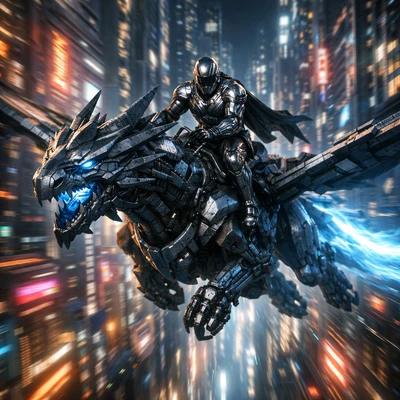 Наездник кибер-дракона в 2099 году — AI промт для GPT Image 1.5