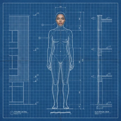 Обложка альбома в стиле чертежа — AI промт для Nano Banana Pro